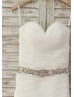 Ivory Organza Strapless Wedding Dress With Beaded Belt